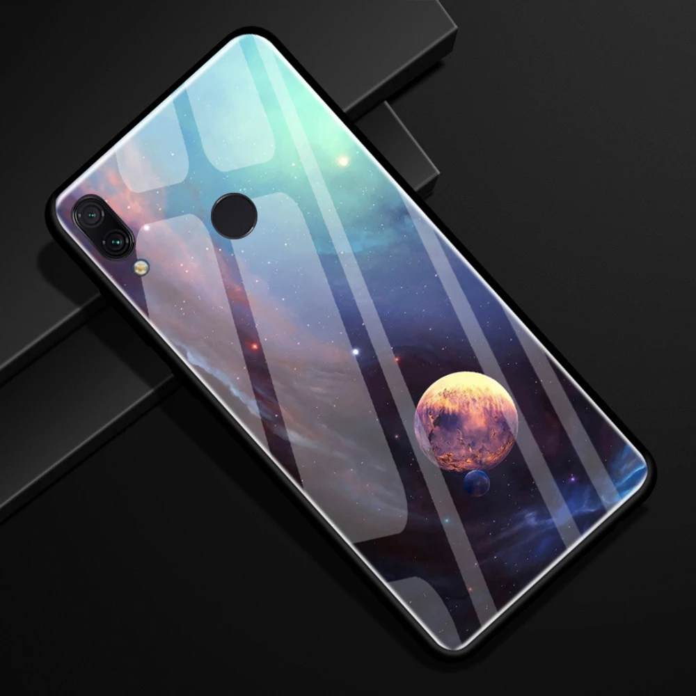 Для Xiaomi Redmi Note 7 Чехол из закаленного стекла Роскошная Броня ударопрочный ТПУ Край задняя крышка для Redmi Note 7 Pro Чехол стеклянный чехол s - Цвет: 5