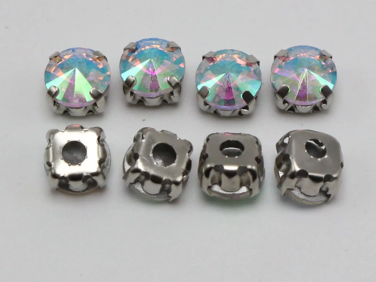 50 Серебряный цвет прозрачный AB кристалл круглые стразы Rivoli стекло Роза Montees 8 мм