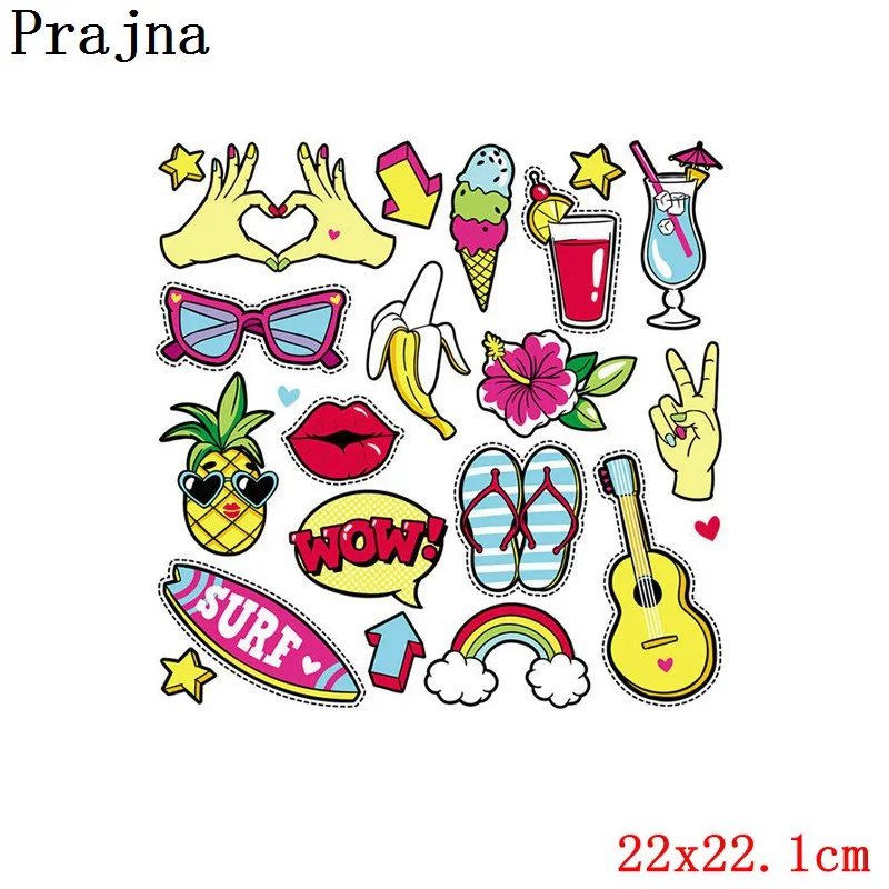Prajna, милые наклейки с животными, Мультяшные, для детей, термопереводные, железные, на переводе, нашивки для одежды, сделай сам, моющиеся, уровень А