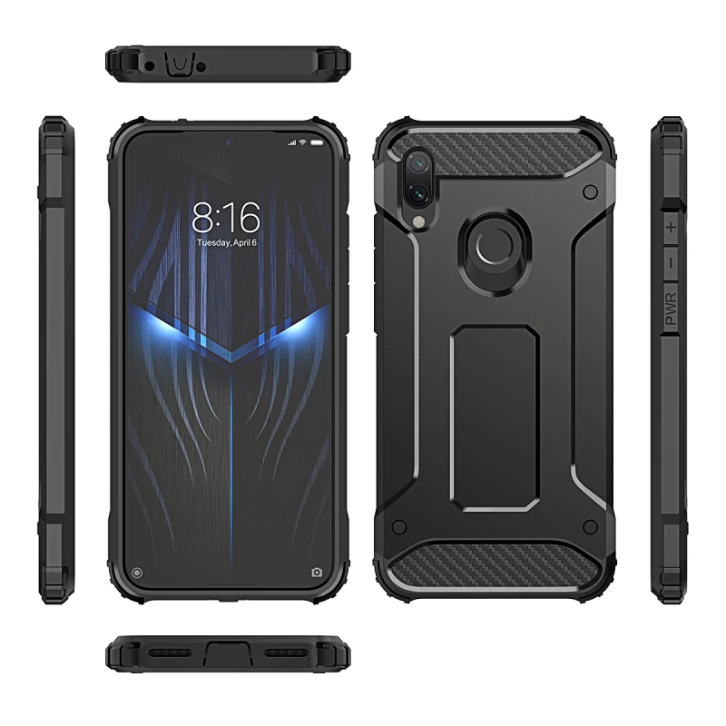 2 в 1 Жесткий ПК чехол для Xiaomi Redmi Note 7 Чехол двойная защита ударопрочный бампер Note7