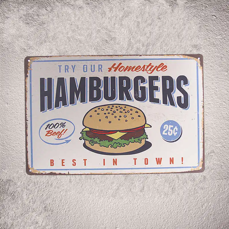 Меню кофе винтажные металлические жестяные знаки яйцо хот дог для хамбурга