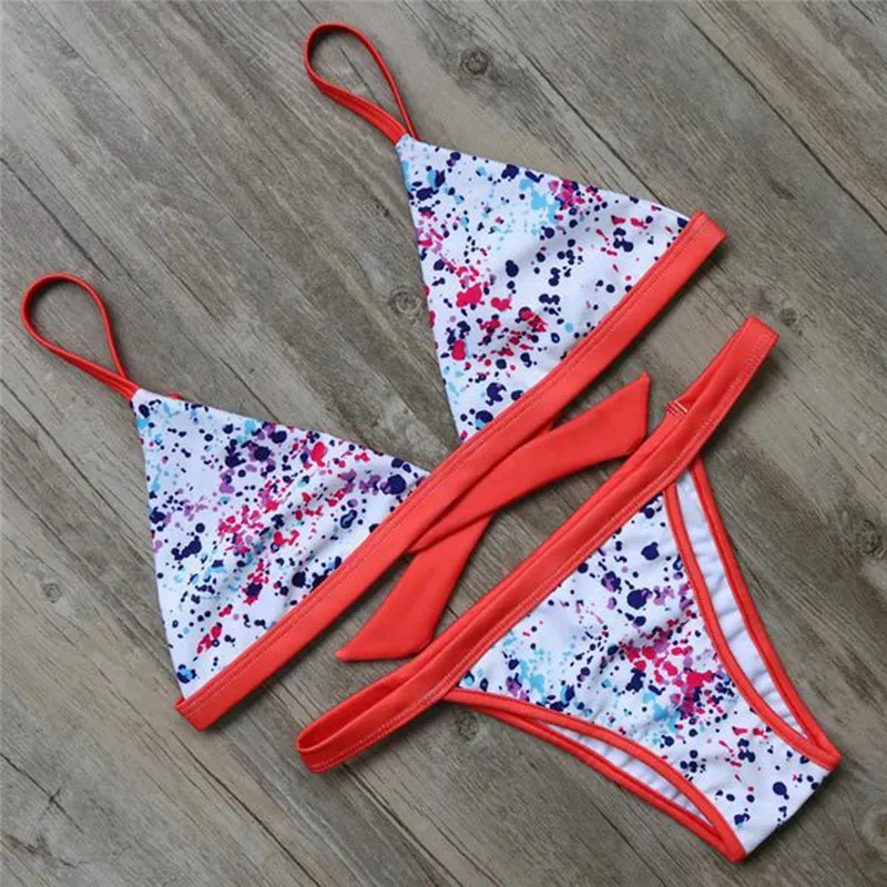 Для женщин бандажный купальник бикини набор Пуш ап бюстгальтер с мягкими