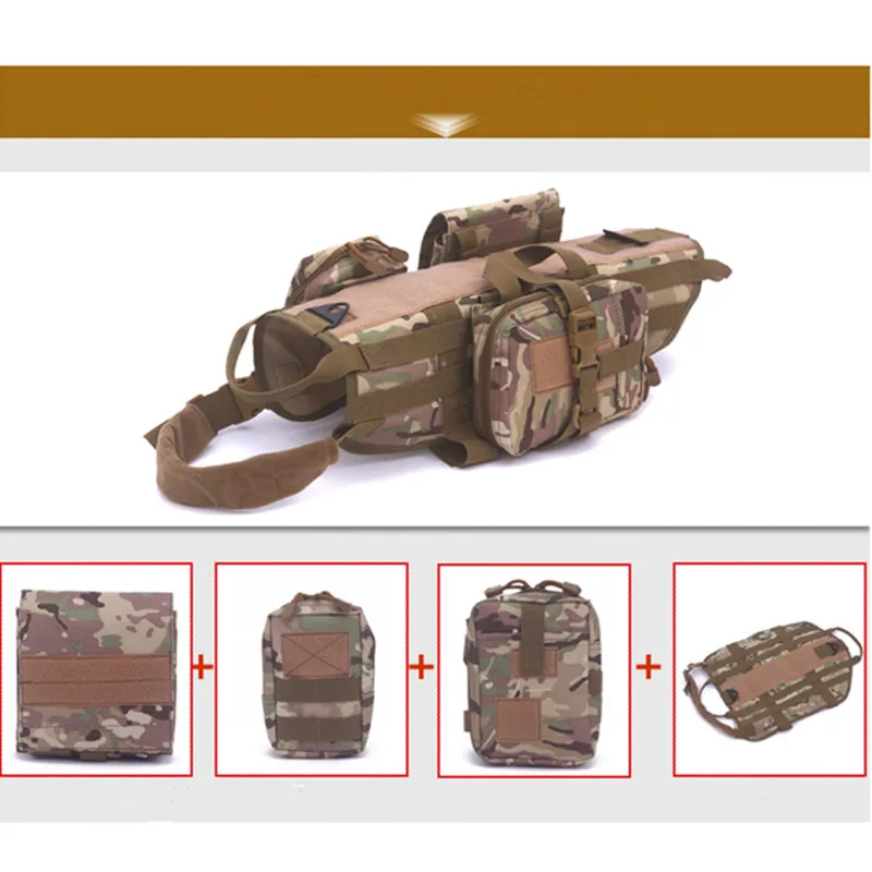 

Military Tactical Dog Molle Vest Army Dog Clothes Hunting Police Harness Training Dog Vest with Detachable Pouches