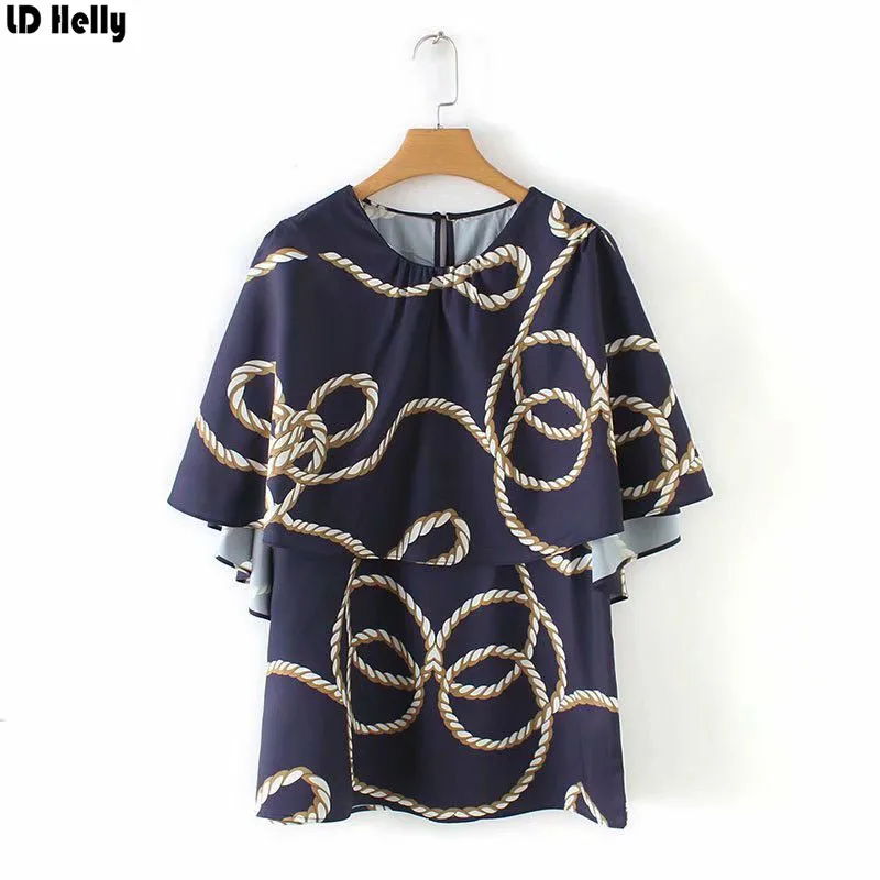 Женская блузка с круглым вырезом LD Helly Повседневная Блузка коротким рукавом