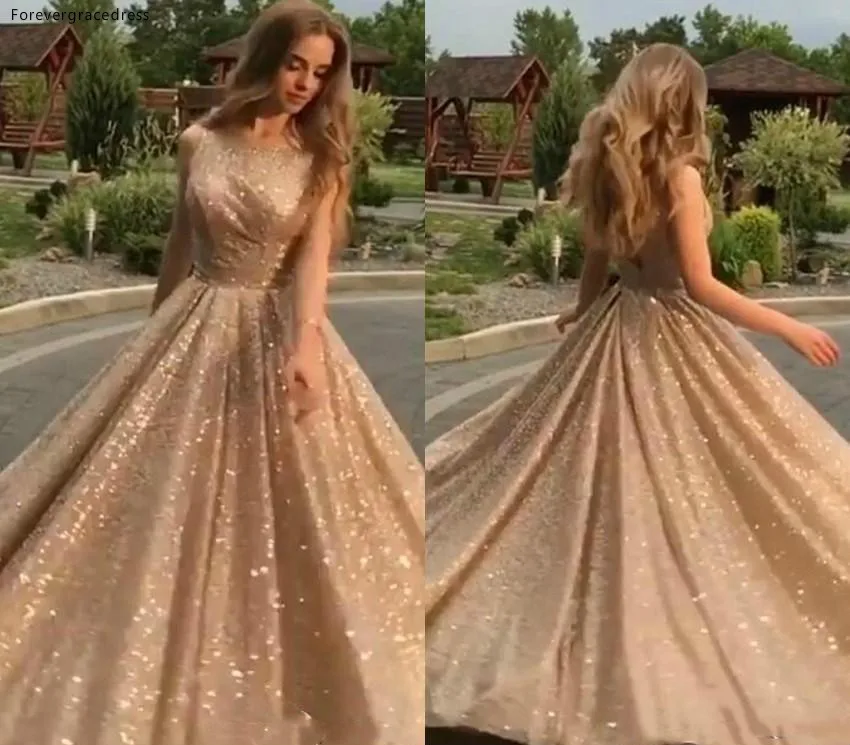 PICTURE COLOR Блестящее Золотое платье для выпускного вечера А-линия с блестками красная ковровая дорожка Праздничная выпускная одежда вечернее платье на заказ большие размеры - Цвет: PICTURE COLOR