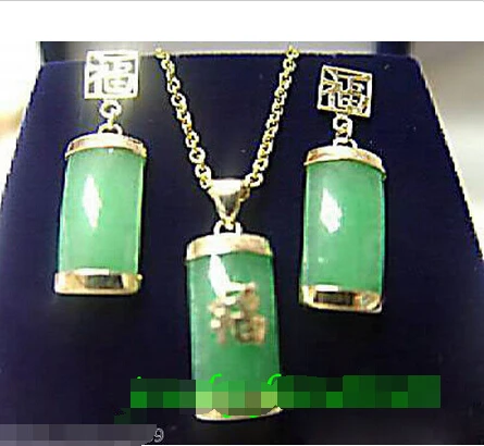 Бесплатная доставка&gt @&gt доставка новый зеленый камень кулон/ожерелье серьги