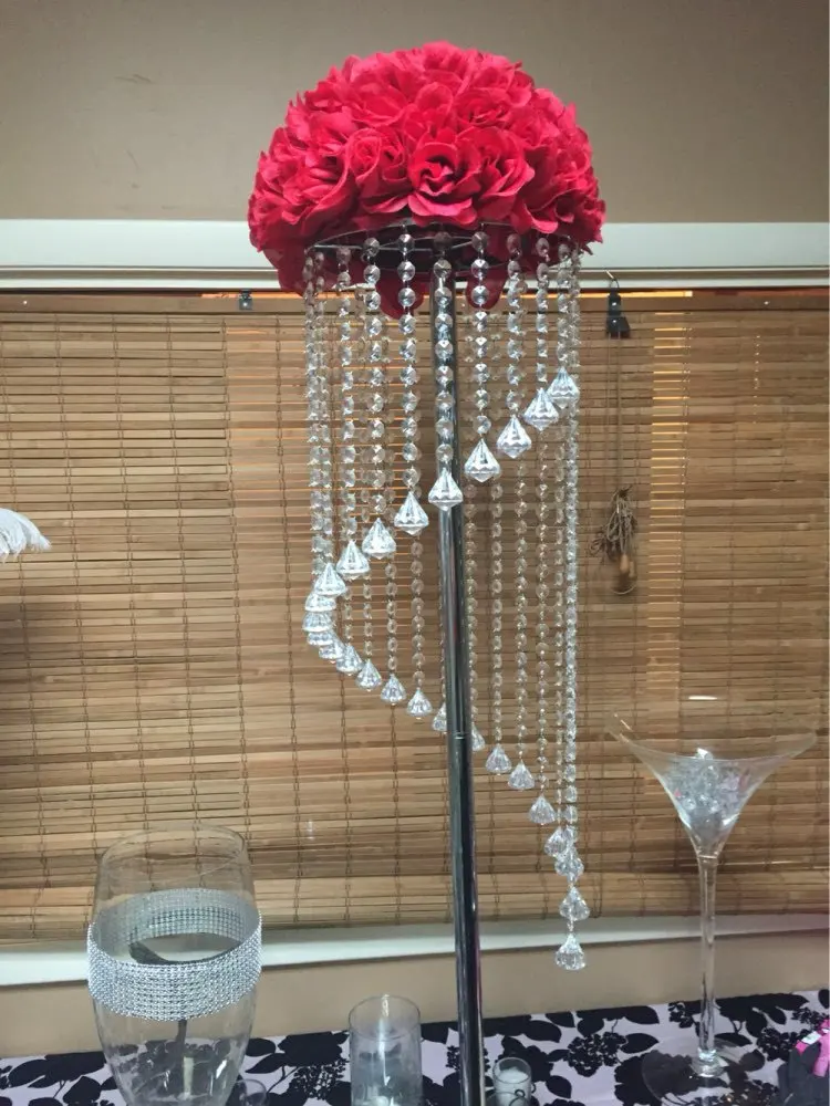 

new year Crystal Wedding Flower Vase Holder Table Centerpieces Candle holder Decoration Chrismtas Metal Stand with Crystal