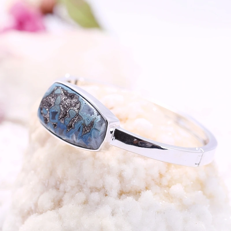 Браслет Drusy из серебра 925 пробы ширина браслета-45 6 мм 31x18x9 31 52 г для вечеринок