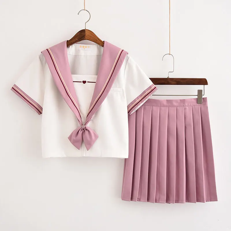 

Japanese high-end sailor suit soft sister middle school pleated skirt college wind class suit unqualified girl pink jk uniforms