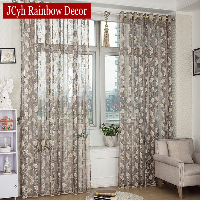 

Pastoral Leaves Sheer Tulle Curtains For Living Room Window Kitchen Door Curtains For Bedroom Voile Curtain Fabric Heavy Drapes