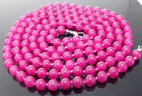 

Free shipping >>>>>>Long 50" Necklace stone 8mm Round Beads Knotted Each Beads Single AAA++