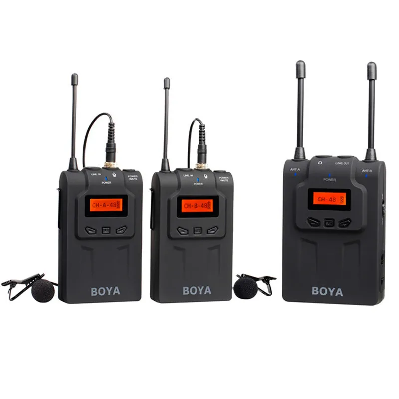 Двойной беспроводной петличный микрофон BOYA BY WM8 UHF для интервью 2 передатчика 1