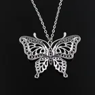 Длинная короткая цепочка с ажурными подвесками-бабочками для мужчин и женщин, ожерелье серебристого цвета, подарочное Ювелирное Украшение