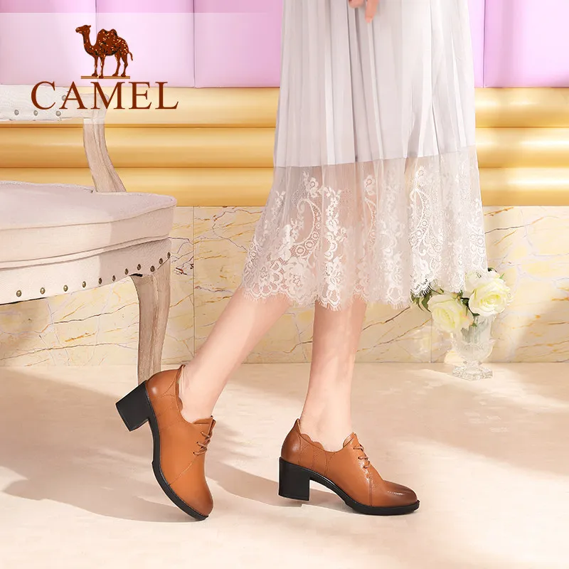 CAMEL/Женская обувь из натуральной кожи на шнуровке женские туфли-лодочки толстом