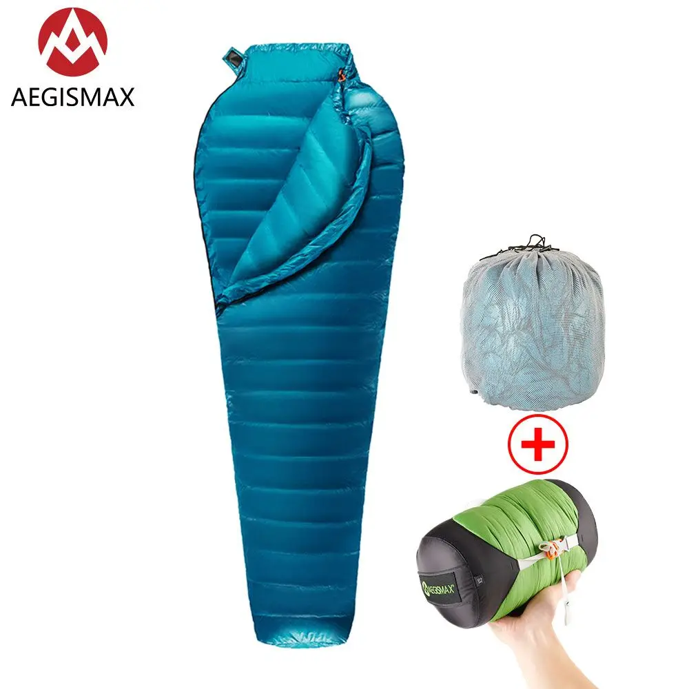 

AEGISMAX M2 new upgrade Ultralight Mummy 95%White Goose Down Sleeping Bag Outdoor Camping Hiking Fully lining structure