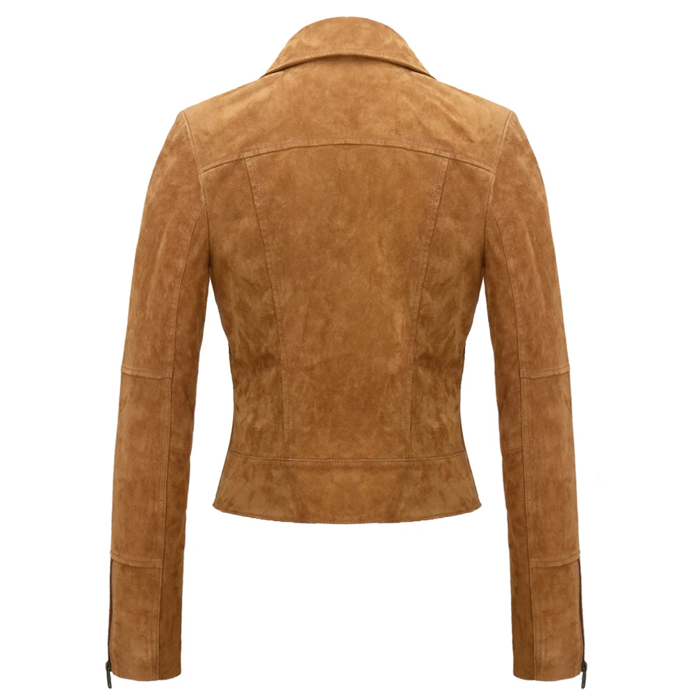 Escalier 2020 Новая модная куртка из натуральной кожи Женская на молнии цвета хаки