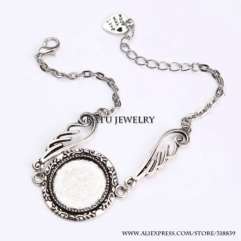 Круглый браслет кабошона 20 мм винтажные металлические Крылья Ангела из