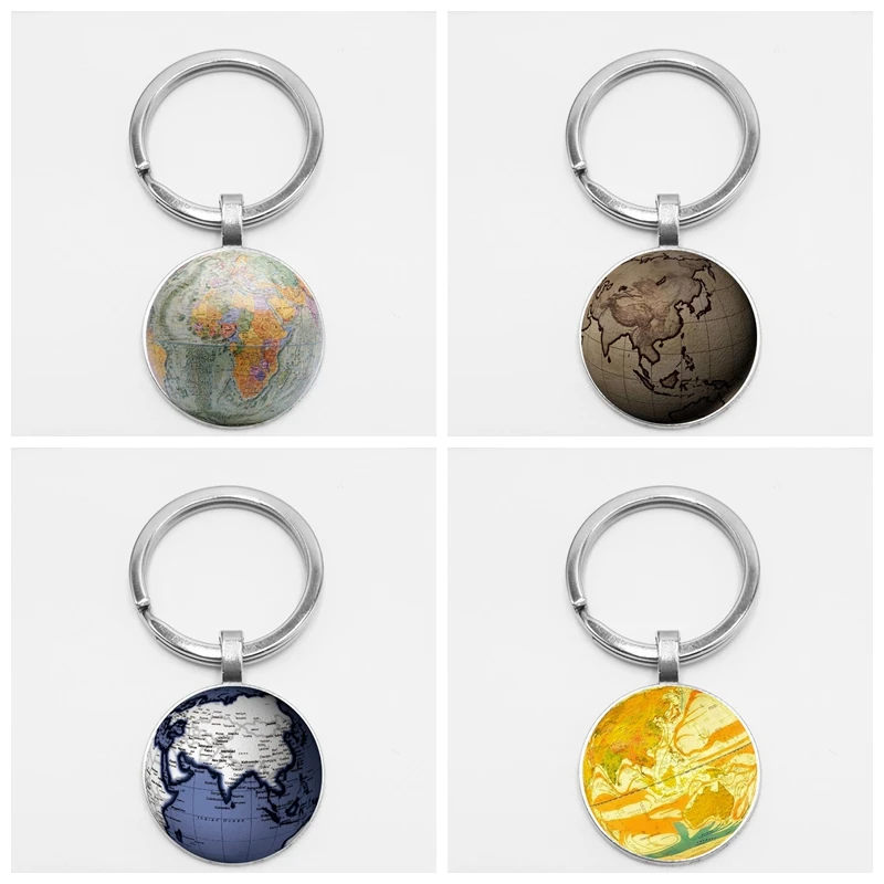 Карта мира Земли семь Океания Стекло брелок Золотой точность Глобус