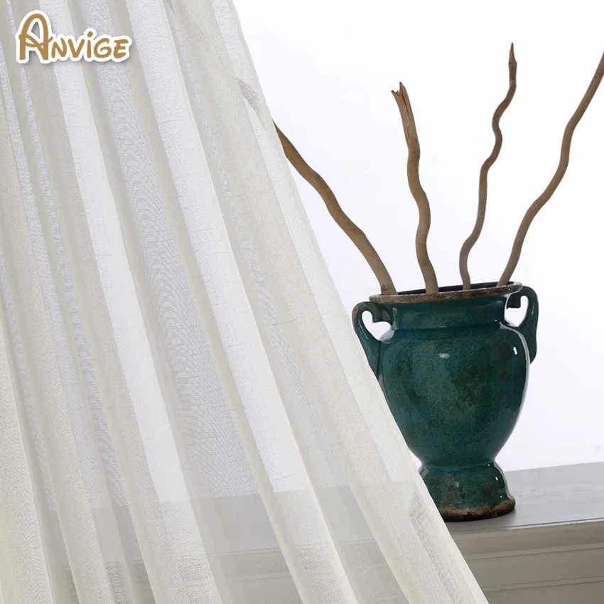 Современные Шторы одноцветное Цвет шторы плотные льняные Ткань обработки окна