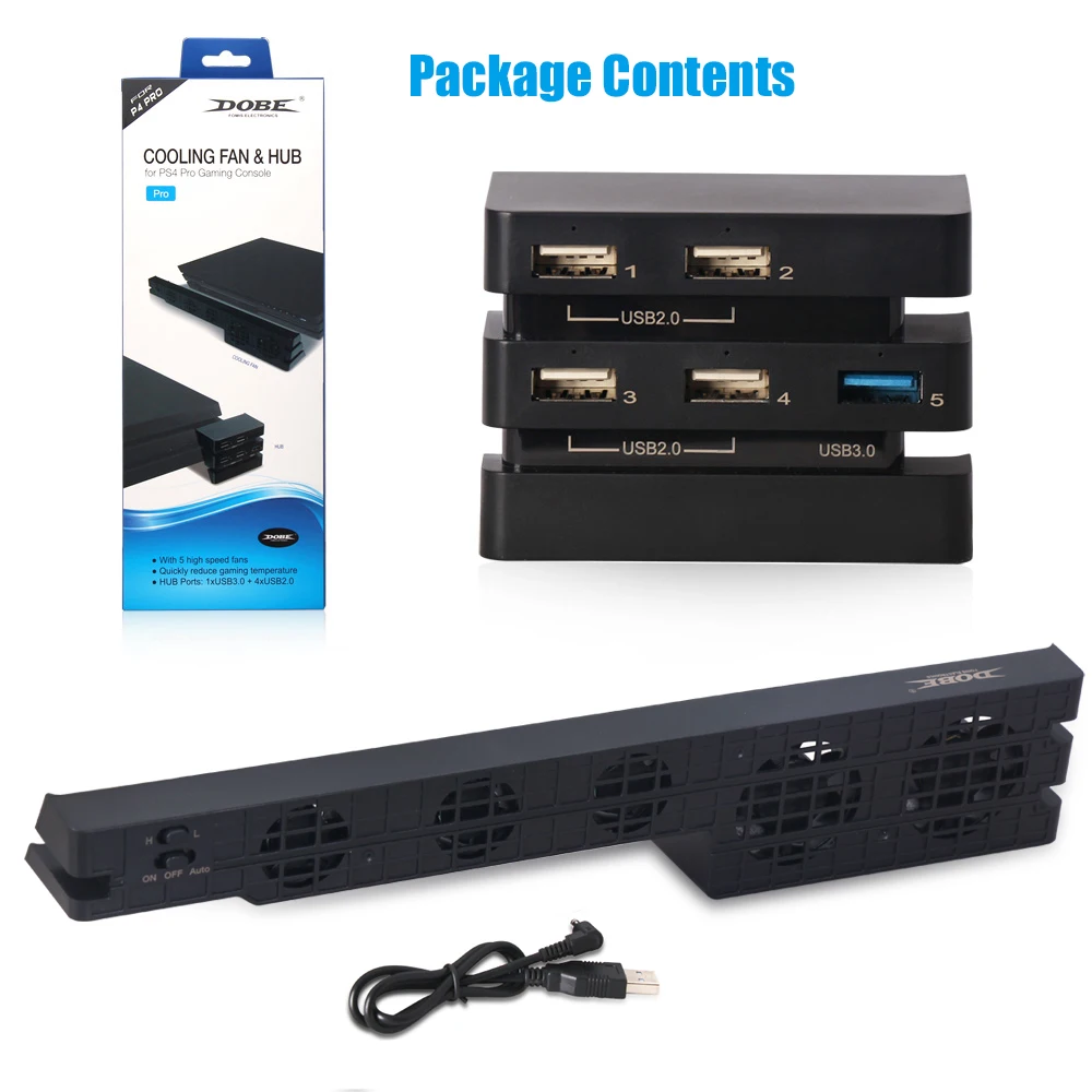 PS4 PRO Mulitfunction 2 в 1 комплект кулер вентилятор охлаждения и 5 внешних usb-хаб для sony Playstation 4 Pro
