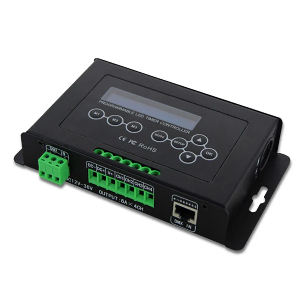 DMX 512 Input Programmable Timer LED Dimmer Aquarium Controller Led Srip Light Controller  BC-322-6A DC12V-36V