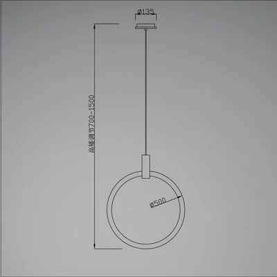 1 light D50cm 32W Подвесной светодиодный светильник с акриловыми кругами, подвесной светильник с деревянной подвеской, подвесной светильник, подвесной светильник с подвеской - Цвет корпуса: 1 light D50cm 32W