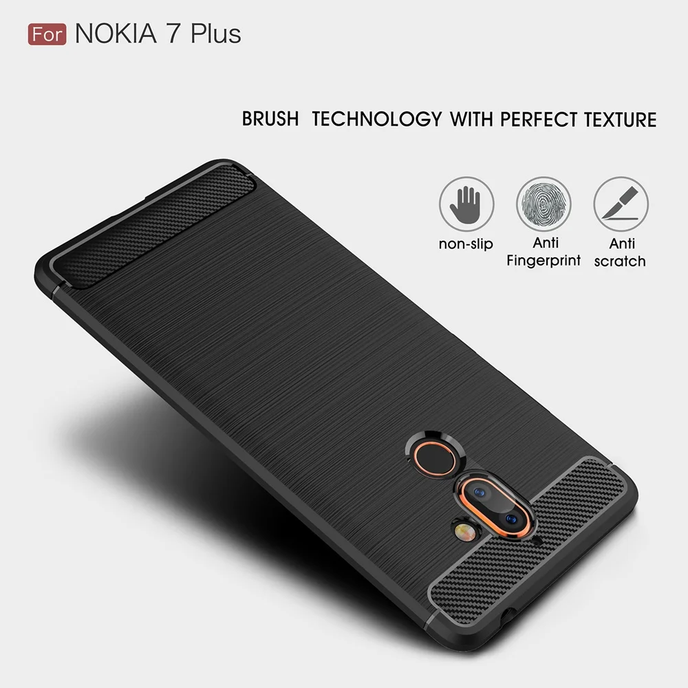UTOPER силиконовый чехол для Nokia 7 Plus Роскошный из углеродного волокна ультра тонкий