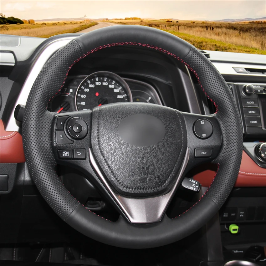 Черный чехол рулевого колеса автомобиля MEWANT из натуральной кожи для Toyota RAV4 Corolla