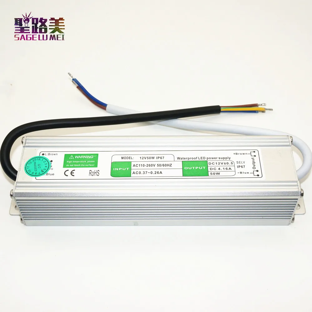 best price 12V 50W Electronic Waterproof led strip Driver Led Outdoor Power Supply AC110V-260V DC12V waterproof power supply | Лампы и