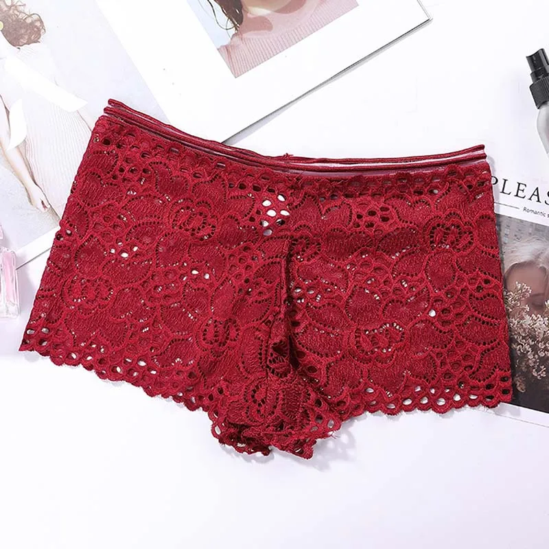 Panties Wine Red Женский цветочный кружевной комплект нижнего белья пуш-ап с чашечками 3/4, сексуальное женское нижнее белье, кружевной бюстгальтер с глубоким v-образным вырезом, комплект женских бюстгальтеров и трусиков - Цвет: Panties Wine Red