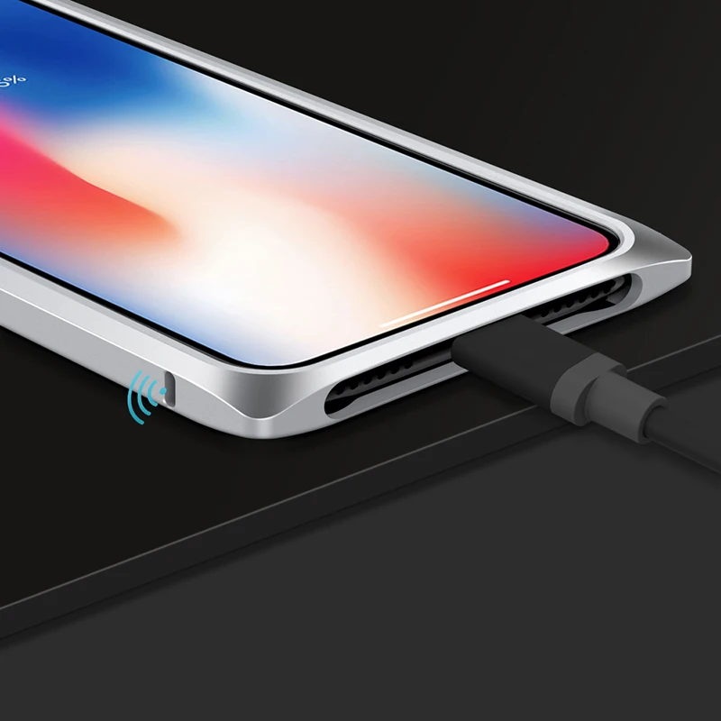Suntaiho Magnetic Adsorption Phone Case for iPhone X case for iPhone 7 8 Standing Square Magnetic Tempered Glass back Phone case