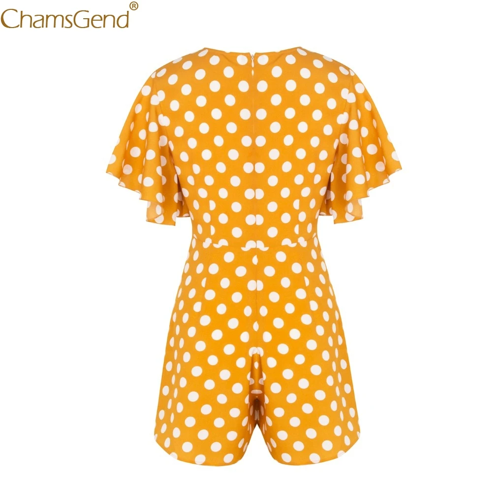 Комбинезон женский в горошек пикантный свободный ромпер с коротким рукавом