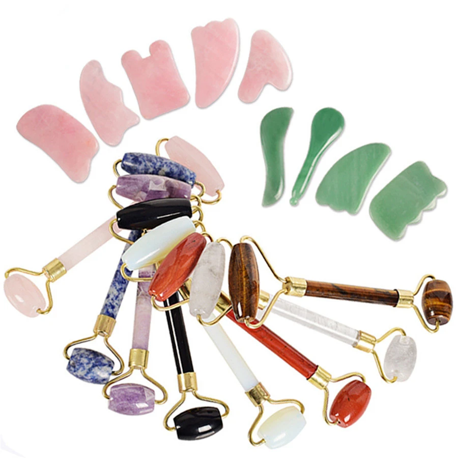 Jade Guasha Wands массажер натуральные массажные Инструменты для лица Dalmation Jasper красота расслабляет женское тело здоровье Guasha Массажер
