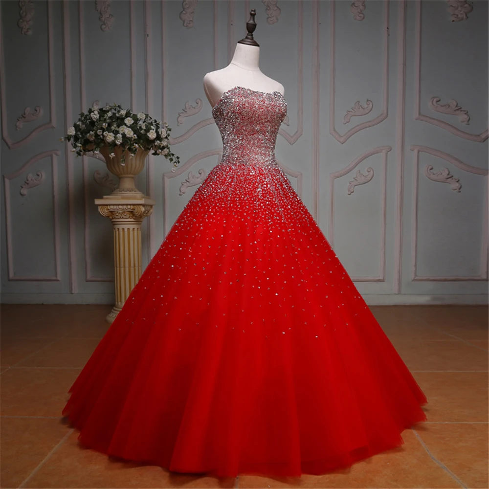 Реальные изображения! Женское платье ручной работы красное с блестками и бисером