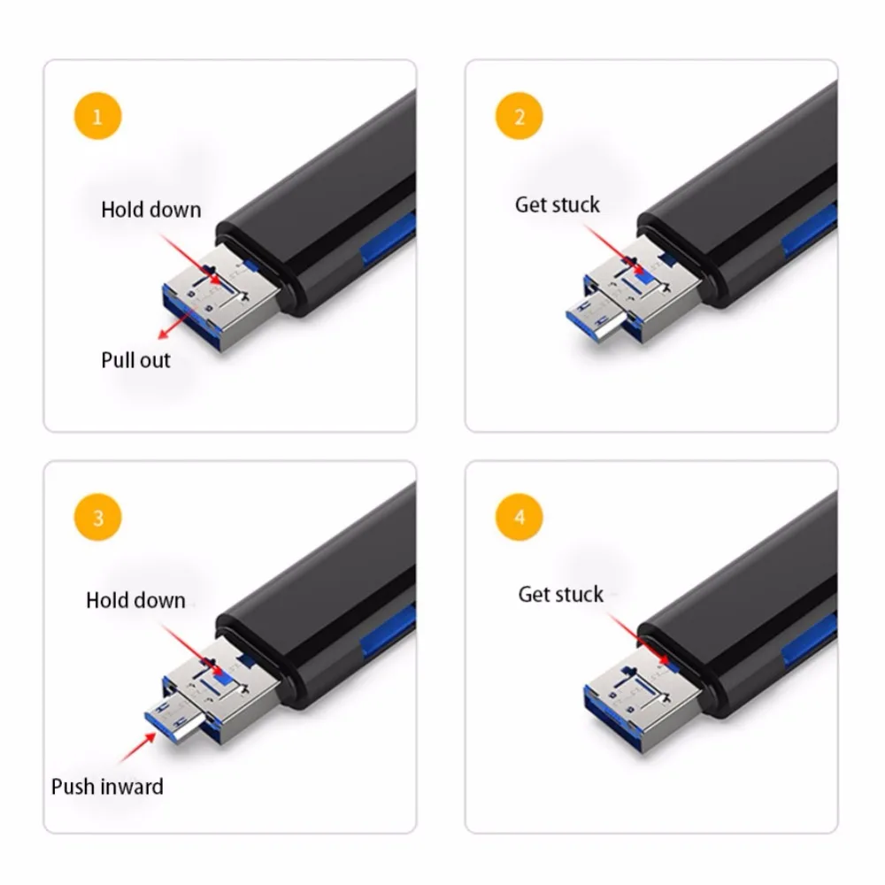 Многофункциональный картридер 3 в 1 Type C устройство для чтения карт памяти USB