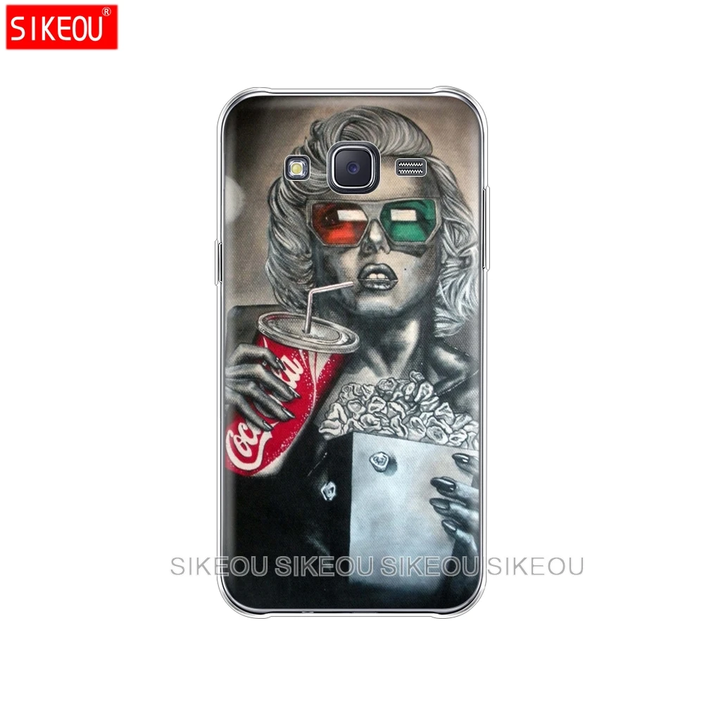 Силиконовый чехол для телефона Samsung Galaxy J1 J2 J3 J5 J7 MINI 2016 2015 prime Marilyn Monroe с кошкой |
