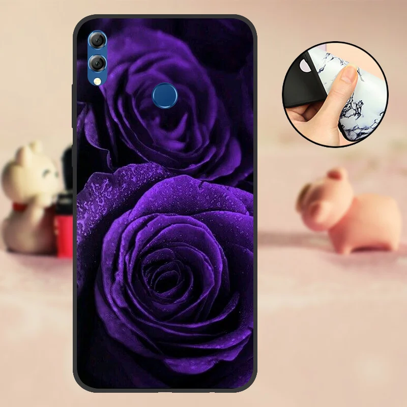 AHZMV Чехол для huawei Honor 8X черный мягкий Силиконовый ТПУ чехол из ТПУ чехол для huawei Honor 8X бампер с милым рисунком черный чехол - Цвет: AHZMV