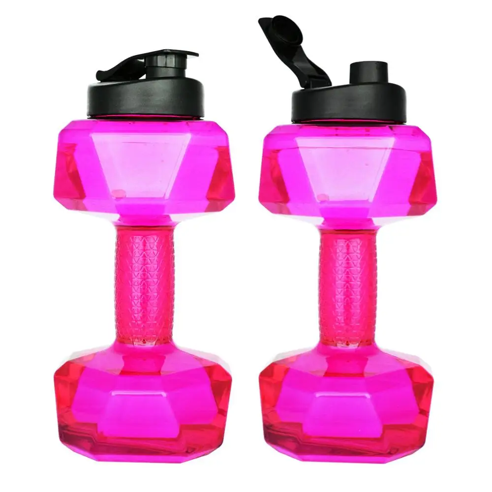 Pink 2.2L гантель бутылка холодной воды BPA бесплатно Портативный большой емкости креативный спортивный шейкер фитнес эко бутылки - Цвет: Pink