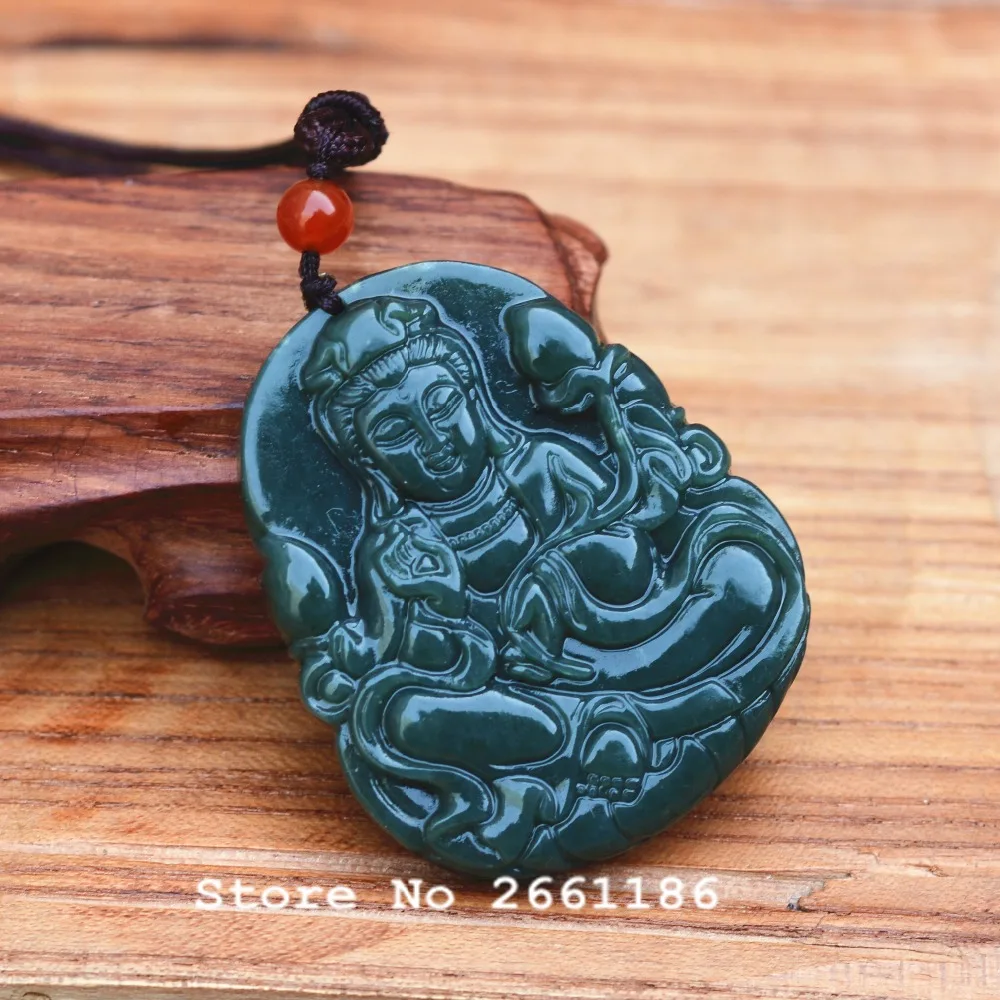 Натуральный темно зеленый Подвеска HETIAN из драгоценного камня 3D|nephrite jade jewelry|jade