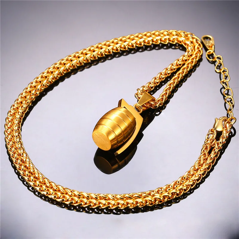 Крутая подвеска в форме гранаты и ожерелье американском стиле из нержавеющей