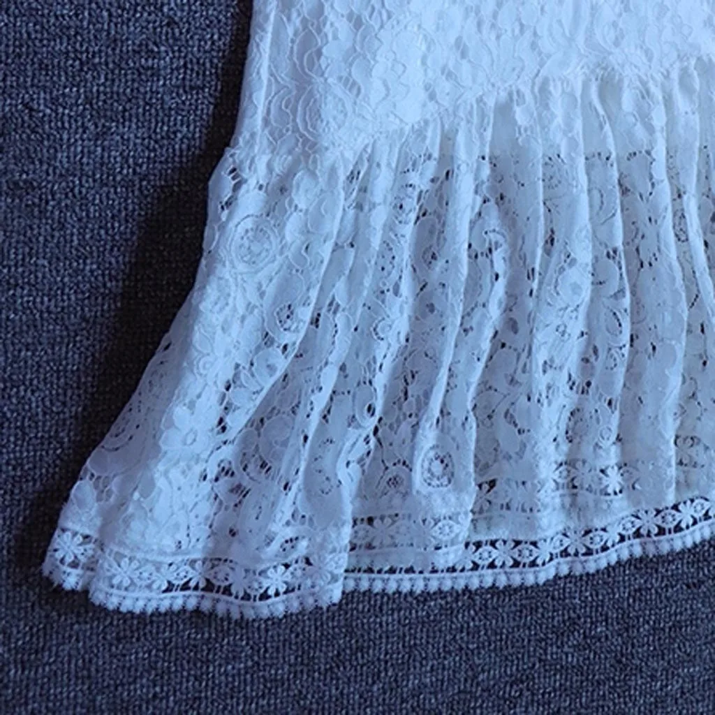 Женское кружевное платье без рукавов Boho повседневное пляжное с треугольным