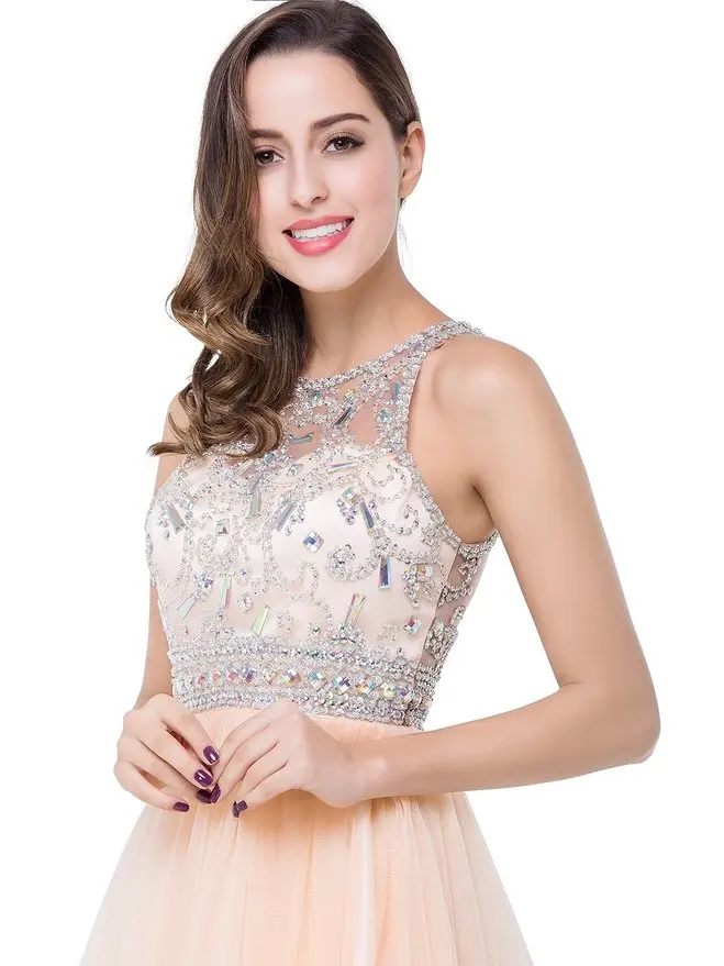 Vestido Curto реальное изображение дешевые бисером Тюль Короткие розовые синие
