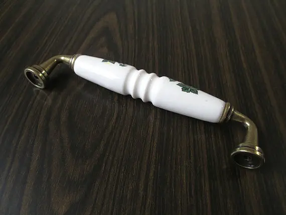 Дверные ручки для шкафа комода ручка ящика белый зеленый лист Античная бронза