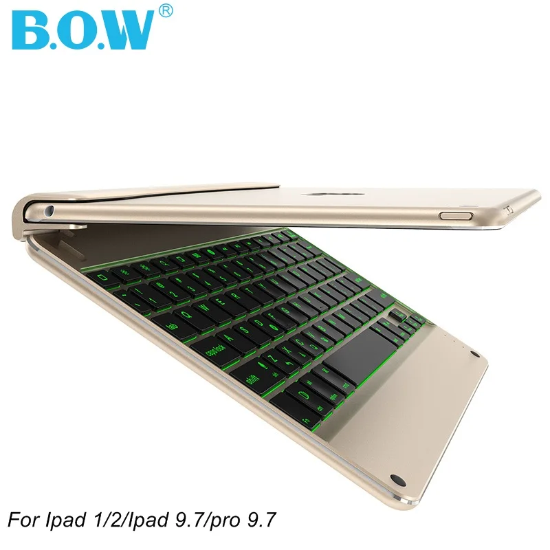B.O.W тонкая мини клавиатура с подсветкой Bluetooth беспроводная поворотной для IPAD AIR