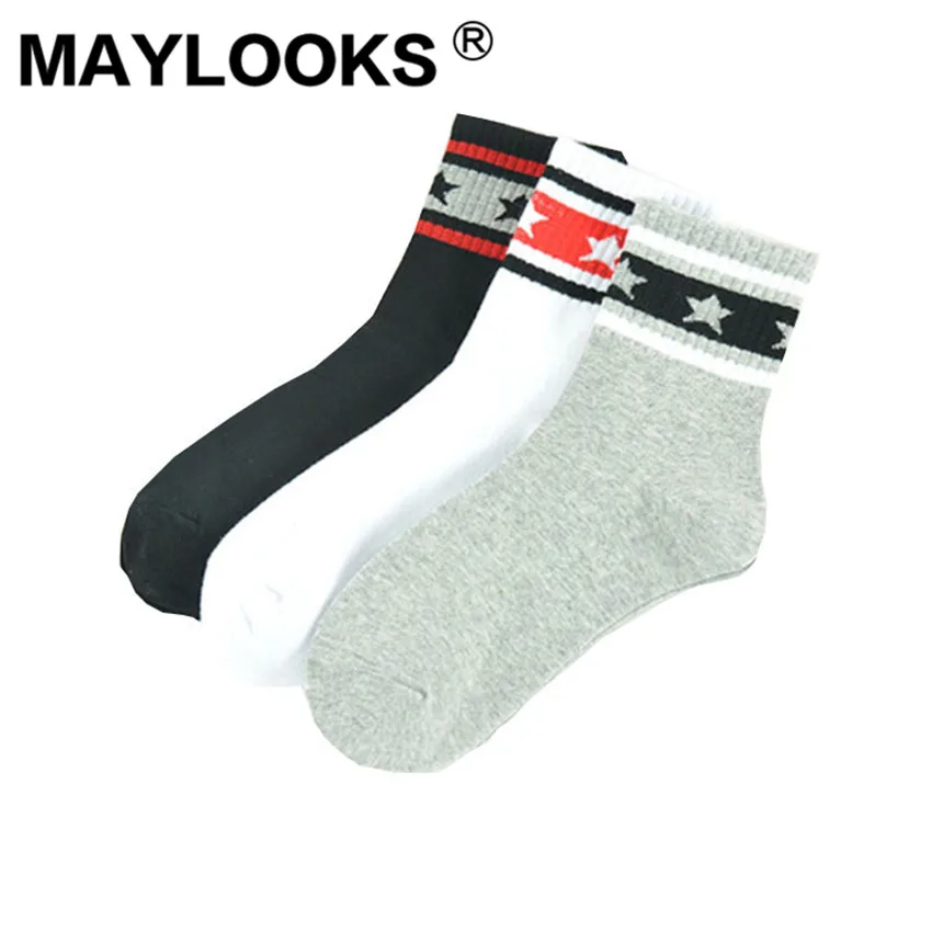 Maylooks/женские хлопковые носки в Корейском стиле полоску со звездами W271|Носки| |
