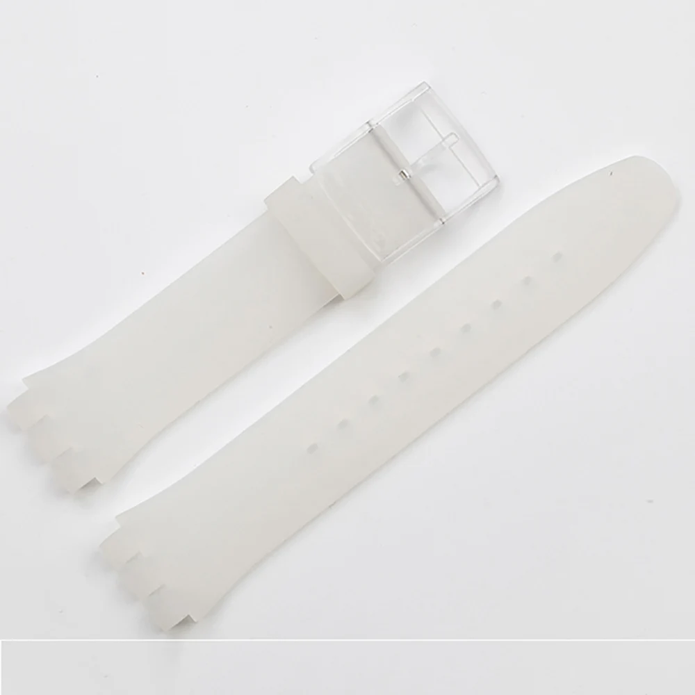 17 мм, 19 мм, силиконовый ремешок для часов Swatch, сменный мужской резиновый ремешок для часов, женский мужской браслет, водонепроницаемый, красный, синий, желтый - Цвет ремешка: Слоновая кость