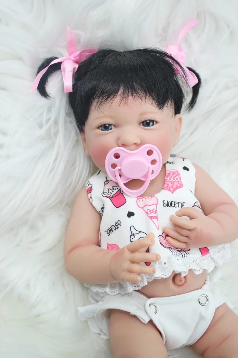 35 см полный силиконовый корпус Reborn Baby Doll игрушки Реалистичные 14 дюймов Мини Винил принцесса улыбка Девочка Младенцы кукла подарок на день рождения Купание игрушка