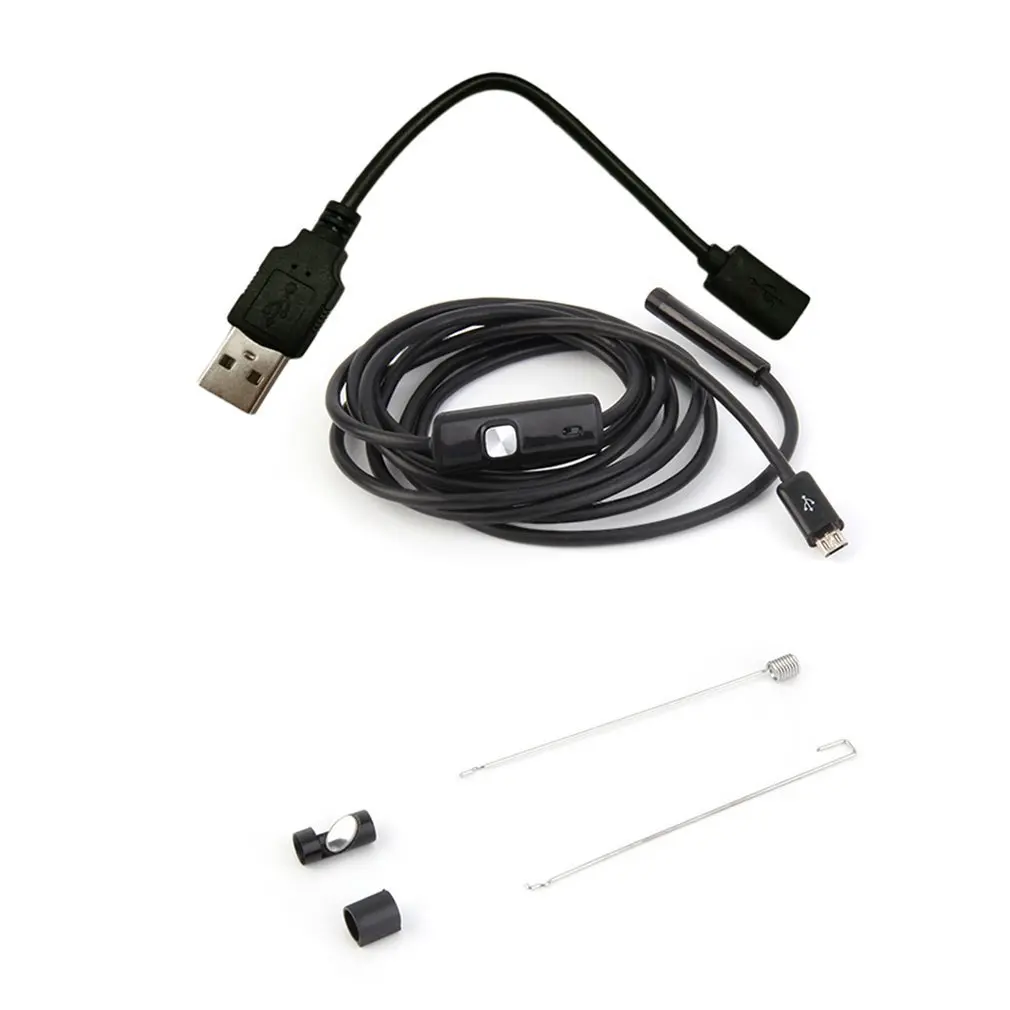 Водонепроницаемый HD 2 м/7 мм объектив эндоскопа жесткий кабель мини USB Инспекционная камера змеиная трубка с 6 светодиодный фонарь бороскоп для телефона ПК