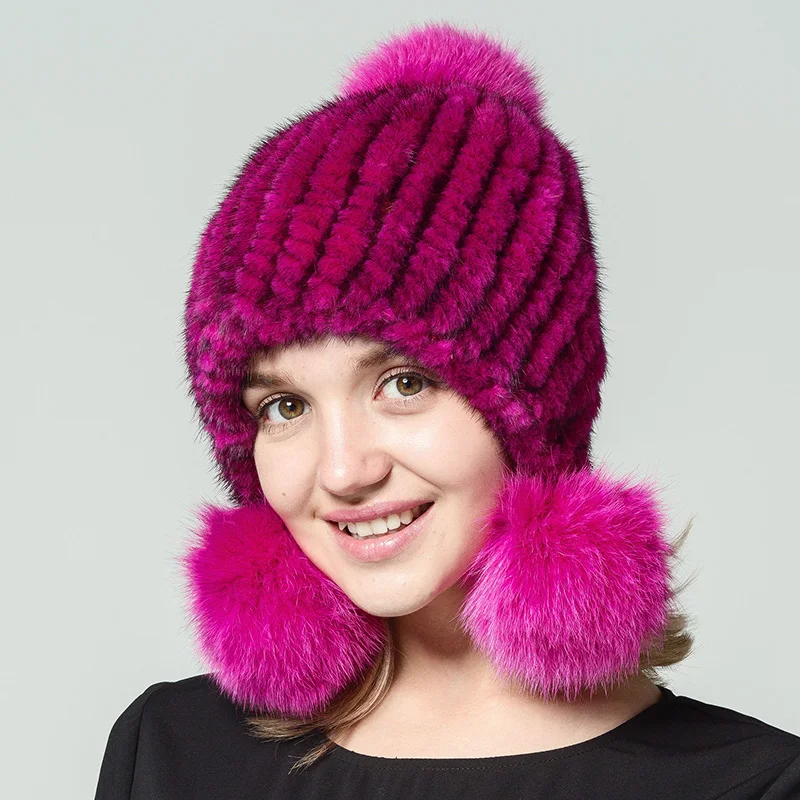 Шапка QiuSiDun из натурального меха норки для женщин шапка лисы толстая зимняя