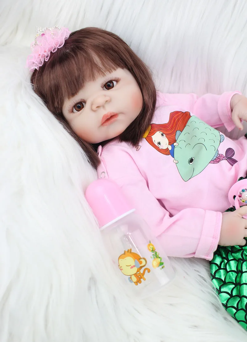 55 см полный корпус силиконовый реборн девочка кукла реалистичные 22 дюймов
